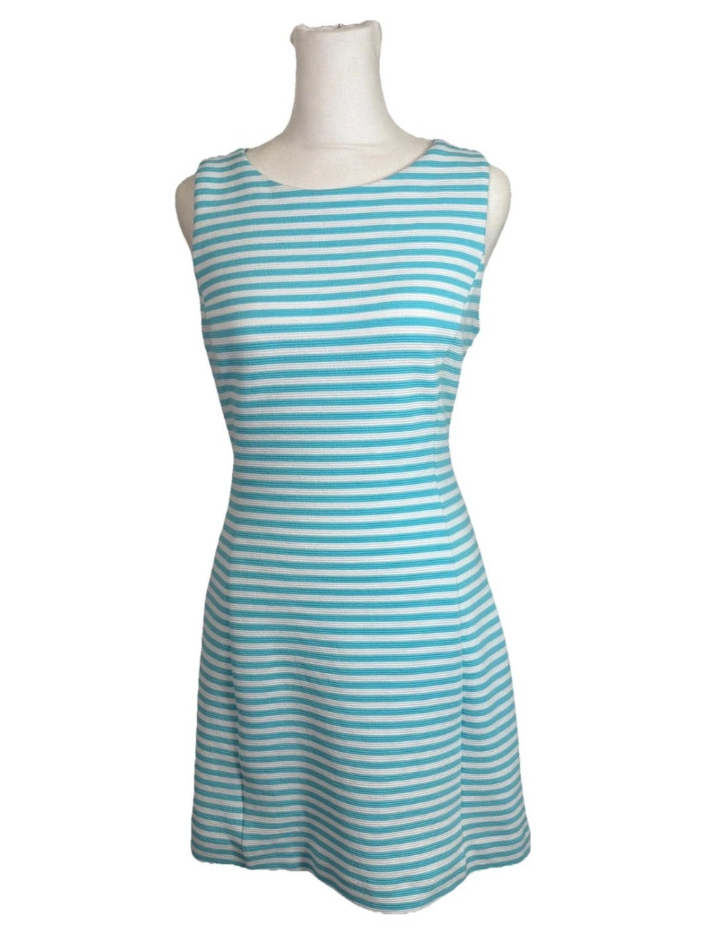 Lilly Pulitzer Shorely Blue White Ottoman Stripe Cut Out Dress Sz M Fitted